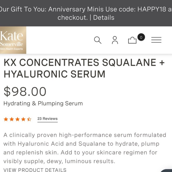 Kate Somerville Squalane + Hyaluronic Serum 
Hydrate & Plump - Picture 6 of 7